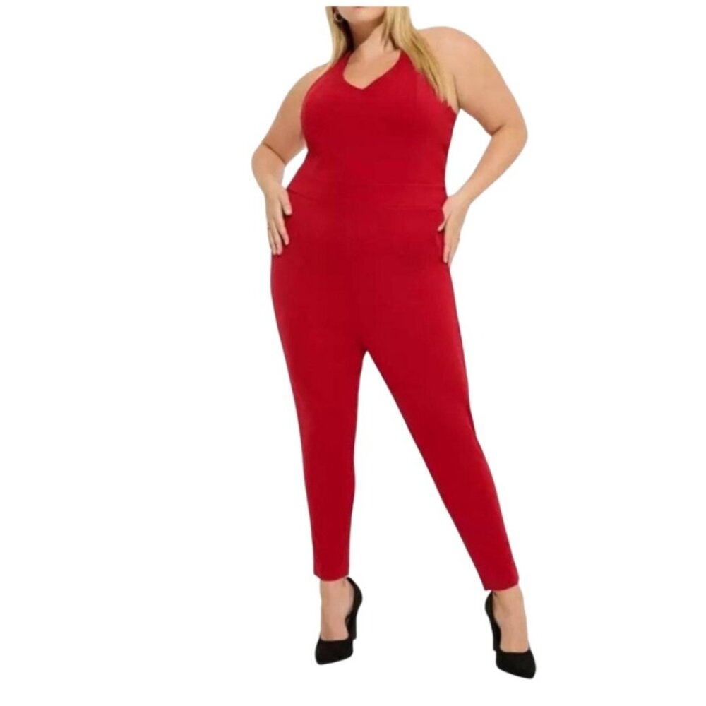 Torrid Sexy Red One Piece‎ Halter Jumpsuit NWT  Size 10 Torrid 00 Marilyn Monroe